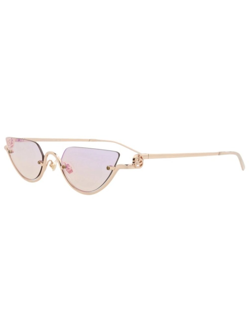 New Gucci Women's Sunglasses Cat Eye Metal Frame Gold Gold Yellow